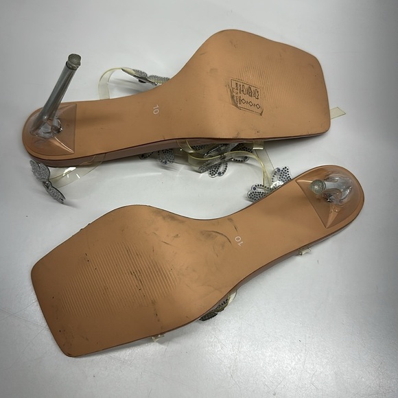 Azalea Wang Fly With Me High Heels Clear Butterfly Blinged Strappy Stiletto 10 - Picture 7 of 8